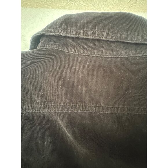 Woolrich Button Front Shirt Micro Corduroy Shirt Princess Seam Black Womens Size - Picture 8 of 8